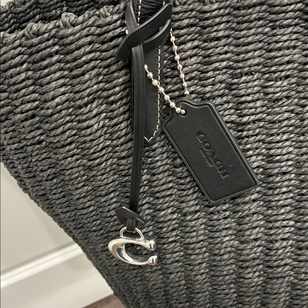 Coach Large Black woven Straw Tote - Picture 2 of 12